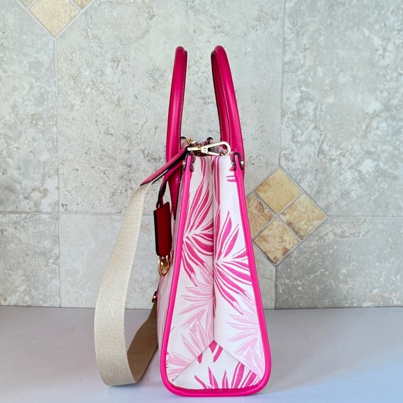 Michael Kors Medium Satchel Shoulder Tote Bag Palm Electric Pink Multi - Picture 6 of 13